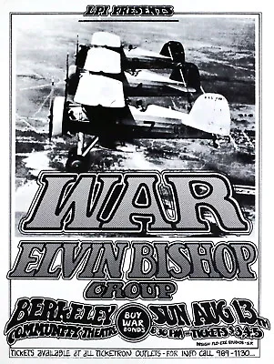 War & Elvin Bishop Group 1972 Berkeley CA Original Concert Poster  • $49.99