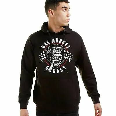 Official Gas Monkey Garage Mens  Flag Logo Hoodie Black S - XXL • $31.07