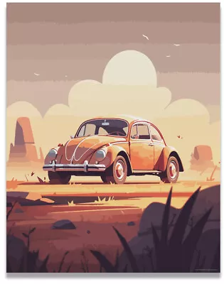 Volkswagen Poster Vintage Beach Van Beetle Surf Prints Art 11x14 Inches Unframed • $9.95