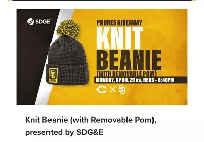 San Diego Padres Knit Beanie Wth Removable Pom • $15.75