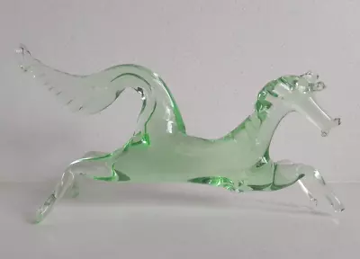 Vintage Murano Art Glass Horse Sculpture Figurine Ornament 190mm Pale Sea Green • £14.99