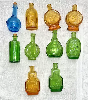 Vintage Miniature Glass Bottles Lot Of 10 Colored Glass Bottles Miniatures • $19.99