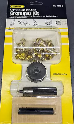 General Tools Grommet Kit 48 Brass Grommets 1/4  Punch Anvil Block Cutter 1260-0 • $8.50