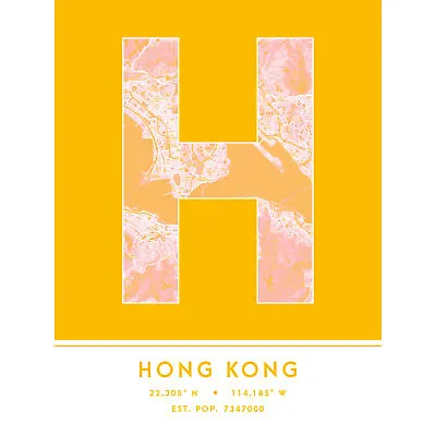 Hong Kong Hong Kong City Map Typography Unframed Wall Art Print 18x24 In • £15.99