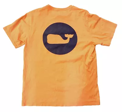 Vineyard Vines Shirt Mens Medium Orange Whale Blue Circle Logo Pocket Tee Preppy • $14.88