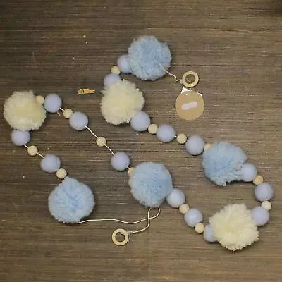 NWT Mud Pie Ivory And Blue Pom-Pom Garland. 12000101B • $8