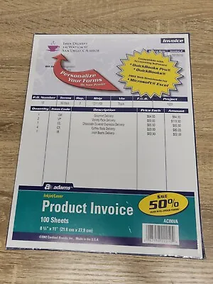 New Lot 2 ADAMS Inkjet/Laser Blank PRODUCT INVOICE Software Compatible 100... • £9.64