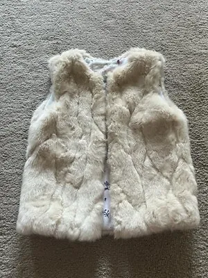 F&F Girls Beige Gilet Jacket Size 9-12 Months Faux Fur • £1.99