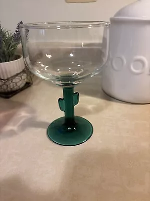 Margarita Glass Cactus Martini Stemmed Green 10 Oz Libbey 6  High • $5