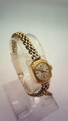 Vintage Hallmarked 9ct Gold Ladies Accurist Watch With St.Christoper Charm. • £230