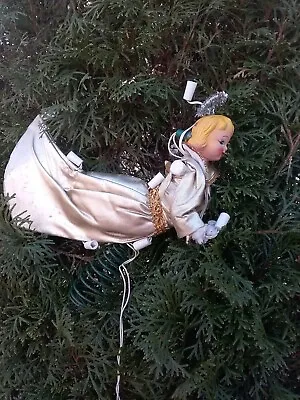 Vintage Victorian Angel Tree Topper 10  Christmas Plastic Head Gold • $7.95