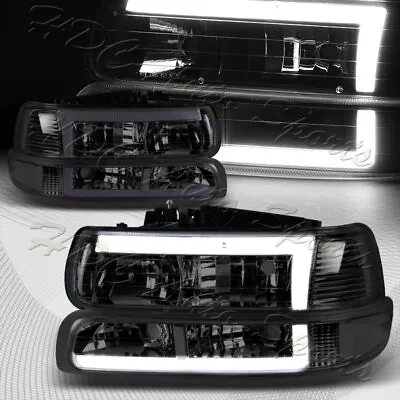 For 99-02 Chevy Silverado/00-06 Tahoe Suburban LED DRL Smoke Headlights+Bumper • $134.99