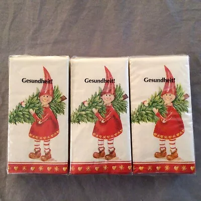 Gesundheit Pocket Facial Tissues New Christmas Elf With Tree New • $11