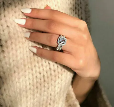 £3.07 • Buy Luxury 925 Silver White Sapphire Wedding Ring Women Engagement Band Jewelry Gift