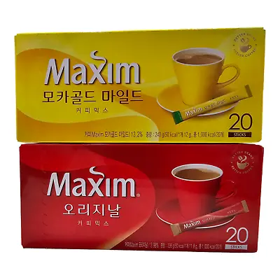 (40 Sticks) Maxim Korean Instant Coffee Mix Mocha Gold Mild & Original (20 Each) • $23.99