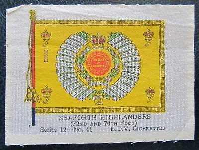 £2.95 • Buy BDV Cigarette Silks Card Ww1 Military Army Seaforth Highlanders 1916