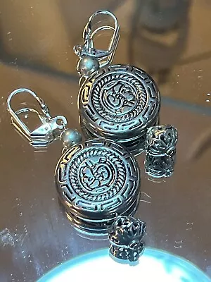 Sterl Silver & Sp Mayan Influenced Vintage Pierced Earrings! Never Worn! • $8