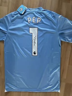 Pep Guardiola Signed Manchester City Shirt + COA • £125