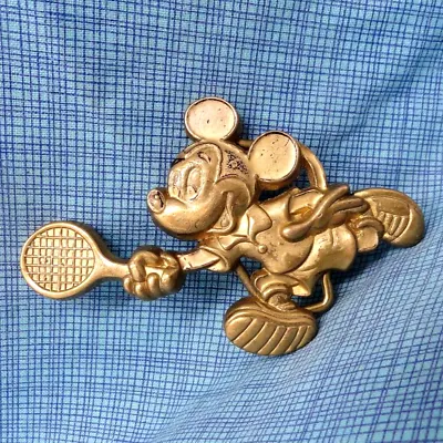 Tennis Mickey Mouse Belt Buckle Walt Disney Productions Vtg Baron Taiwan .SHY216 • $74.98