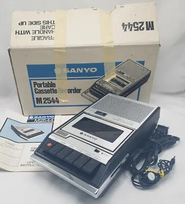 Vintage Sanyo Portable Cassette Tape Recorder Original Box M2544 Japan NICE • $40