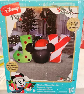 Gemmy 5ft Wide Disney's Mickey Mouse JOY Sign Christmas Inflatable • $49.99