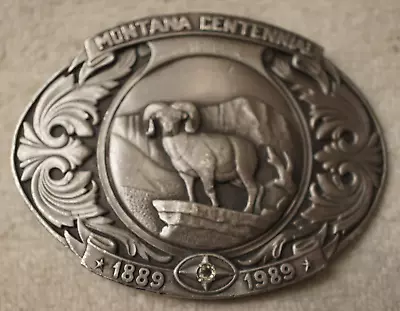 Montana Centennial Belt Buckle “Bighorn Ram”  1889-1989  #1134/2500 Sapphire • $35