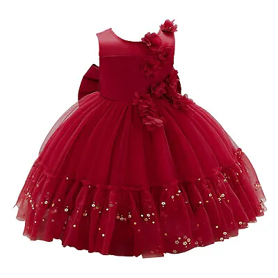 Girls Bridesmaid Sequins Dress Baby Flower Kids Party Wedding Dresses Princess • £29.59