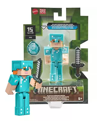 Minecraft Alex In Diamond Armor 3.25  Figure With Iron Sword & Diamond NIP • $23.88