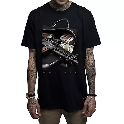 Mafioso Men's Bag Boy Short Sleeve T Shirt Black Clothing Money Guns Tees • $26.24