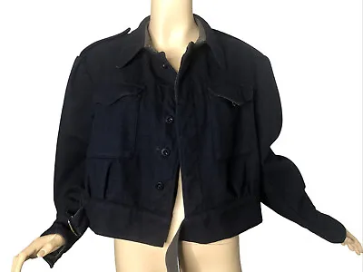 Vintage 50s Civil Defense Corps Battledress Blouse Navy Wool Cropped Jacket • $125