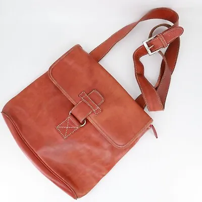 Vintage I Medici Crossbody Handbag Burnt Orange Leather Messenter Lined • $26.77