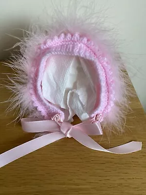 Hand Knitted Baby Girls Bonnet • £5