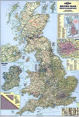 Large UK Road Wall Map Poster Of Great Britain And Isles Laminated • £34.95