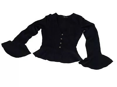 Misguided  Black Top Light Ladies Blazer Long Sleeves Flare Ends Size 8 • £5.50