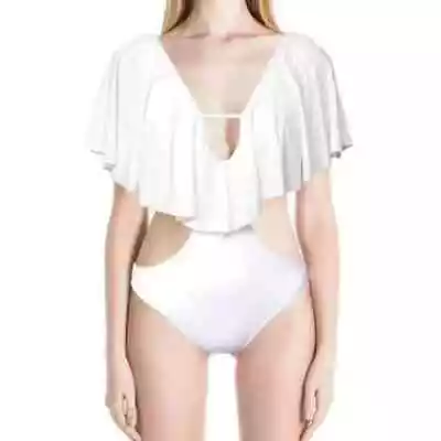 Sauipe Monokini Swimsuit Womens Medium White Ruffle Thais New • $19.99