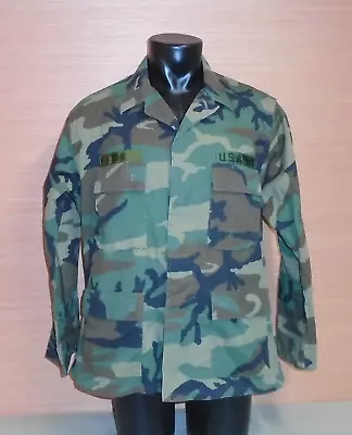 US Military Issue Woodland BDU Camouflage Combat Coat Jacket Size Large Short • $28.99