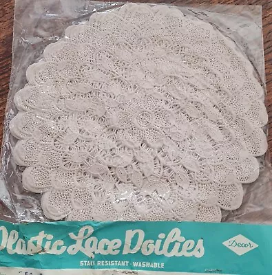 Vinyl Tray Covers Doilies Placemats Table Cloths 🎀 Wedding Floral Beige 22 Cm • $12.63