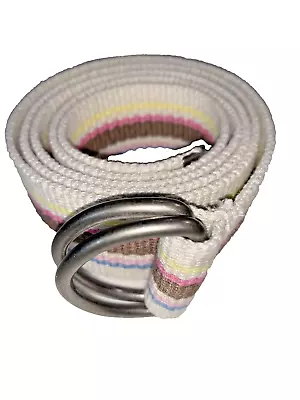 Unisex Multicolor Striped Webbing Belt - D Rings- Size M/L - 42  Long NWOT • $14.99