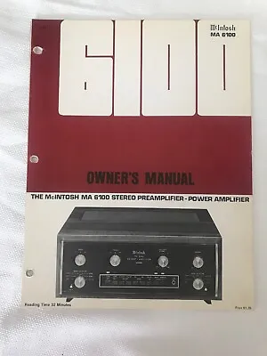 McIntosh MA-6100 Original Genuine Owner's Manual • $74.99