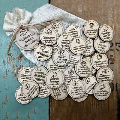 Funny My Little Bag Of Sweary Affirmations Wooden Swear Cards  Party • $17.59