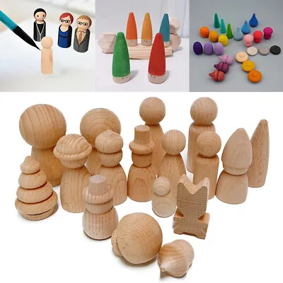 £1.19 • Buy Wooden Peg Dolls Unfinished DIY Blank Doll People Shapes For Kids Painting Decor