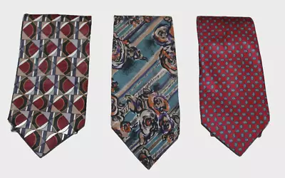 3 Oleg Cassini Men's Neckties Geometric Floral Paisley Lot Ties • $26.97