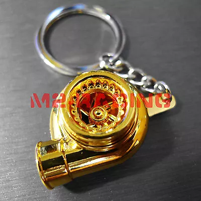 Gold Chrome Spinning Turbo Turbocharger Auto Racing Tuning Part Keychain Keyring • $7.99