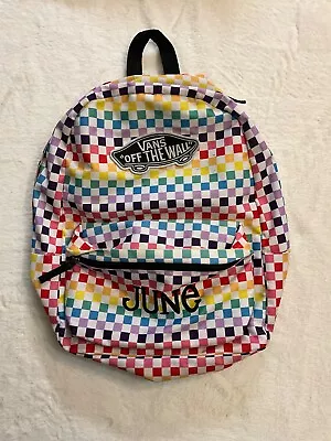 Vans Off The Wall Rainbow Checker Board Backpack  June  Embroidered • $19.54