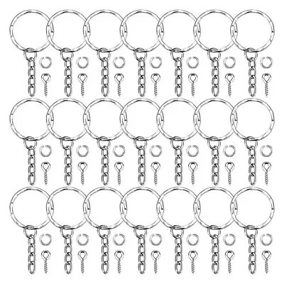 £5.95 • Buy 50 Eye Pins Jewelry Making Key Chains Kits Keyring With Eye Screws Accessories E