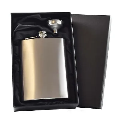 Personalised 8oz Stainless Steel Hip Flask Usher Best Man Gift Box ENGRAVED FREE • £8.69
