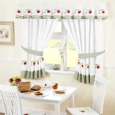 £43.16 • Buy Contemporary Fruits Gingham Border Embroidery Kitchen Curtains / Accessories