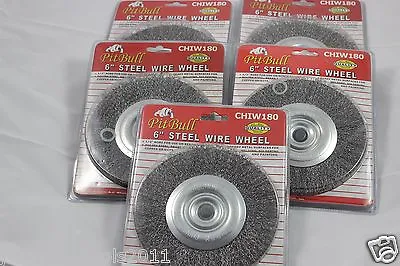 5 Pack Pitbull 6  Steel Wire Wheel Brushes For Bench Grinders • $29.95