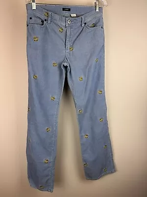 2004 J. Crew Embroidered Scottish Terrier Dog Corduroy Pants Cornflower Blue- 6 • $28