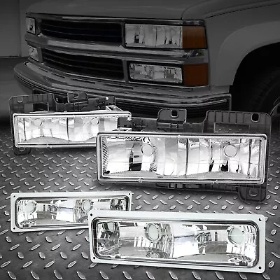 Fits 88-98 Chevy C10 C/k 1500/2500/3500 Truck Chrome Headlights+bumper Lamps • $81.56